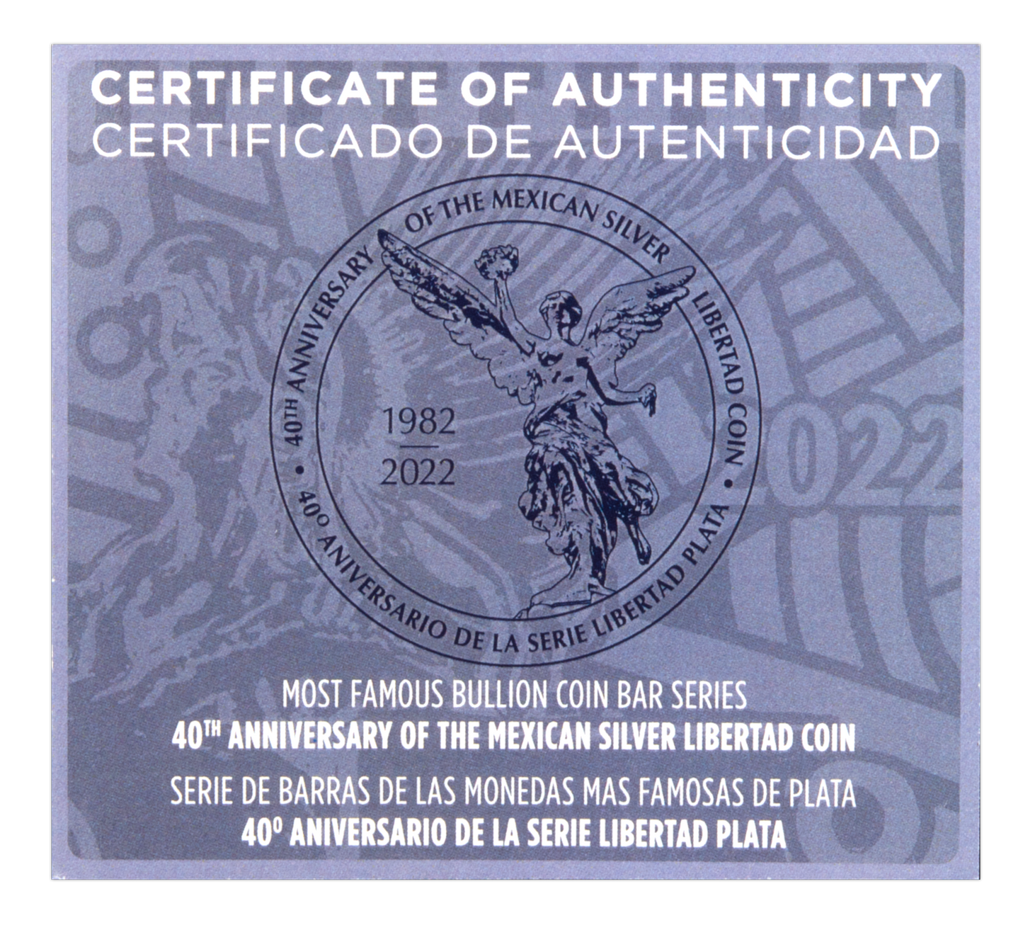 2022 Mexican Libertad 2 oz Copper & 1 oz Silver Coin Bar 40th Anniversary