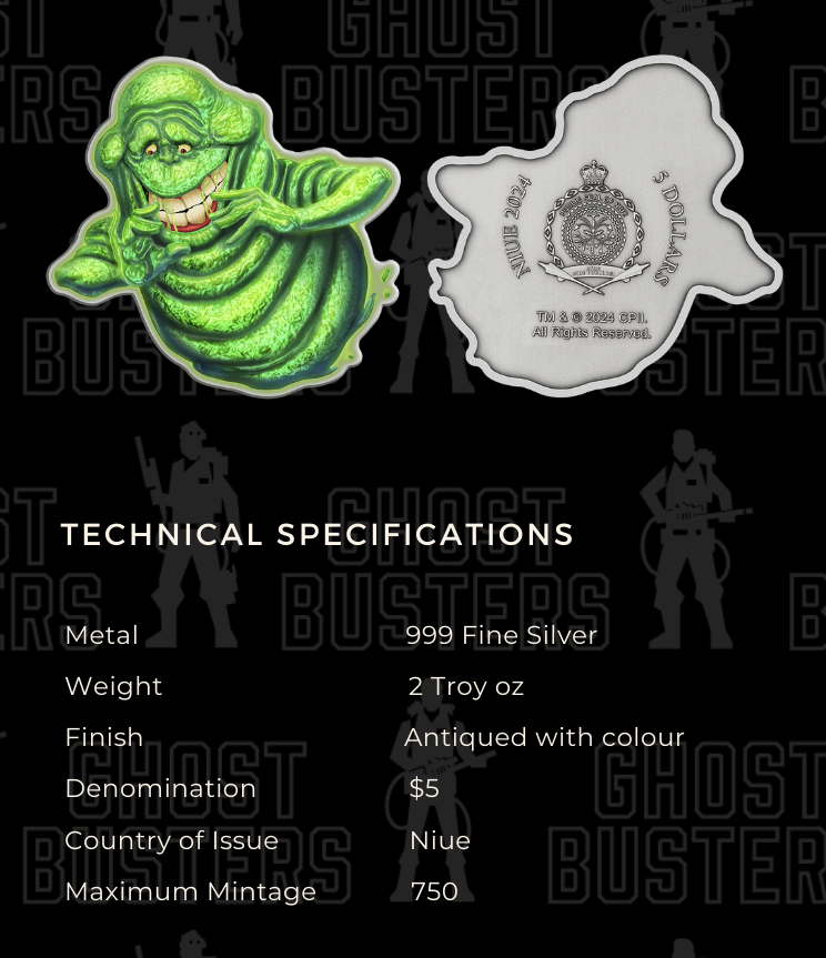 2024 Niue Ghostbuster Slimer Shaped 2 oz Silver Coin