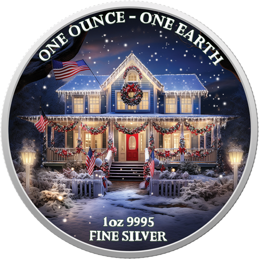 2022 Fiji One Earth Christmas American House Edition 1 oz Silver Coin-Glow Effect