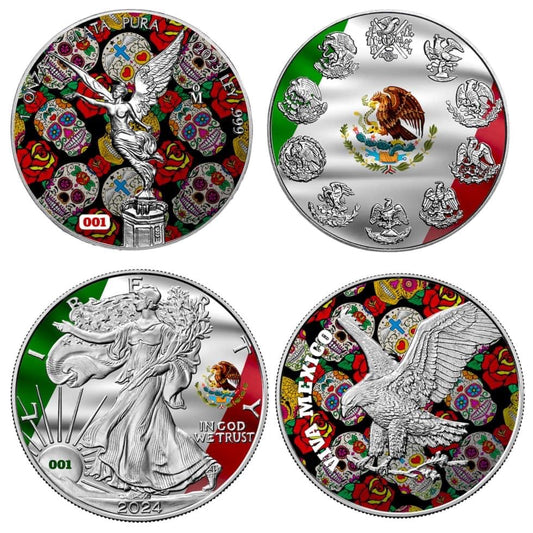 2023/2024 Mexico & U.S. Viva Mexico Pride 2 x 1 oz Silver Coin Set