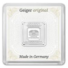 5 gram Silver Square - Geiger Edelmetalle (Encapsulated w/Assay)