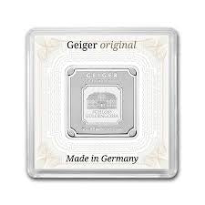 10 gram Silver Square - Geiger Edelmetalle (Encapsulated w/Assay)