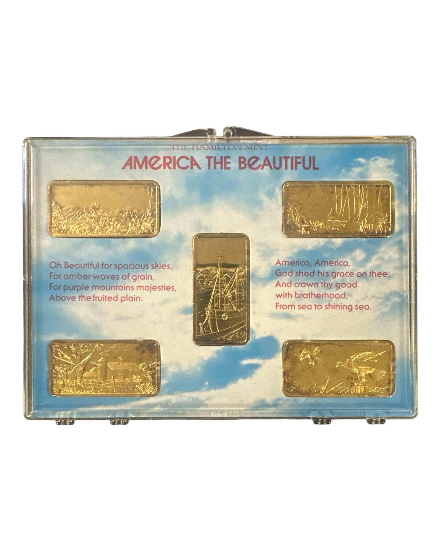 RARE AMERICA THE BEAUTIFUL HAMILTON MINT SILVER/24K GOLD 5 x 1 OZ INGOT ART BARS