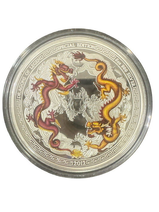 Dragons of Legend SPECIAL EDITION 2012 Tuvalu $5 Pure 5 Oz Silver Coin