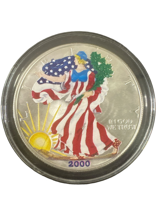 American Eagle Silver Dollar In Full Color 2000 Value Silver Coin