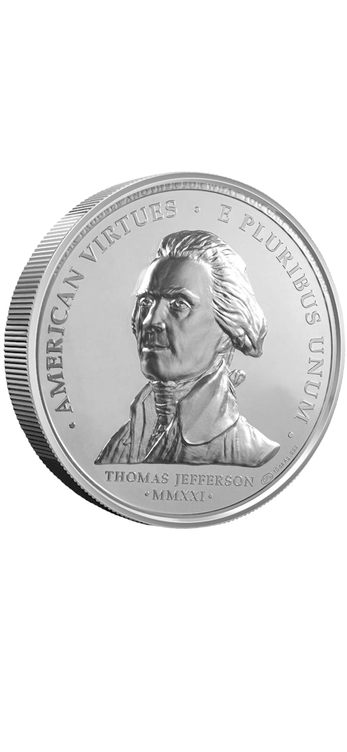 Thomas Jefferson American Virtues Ultra High Relief Proof Coin (10oz coin)