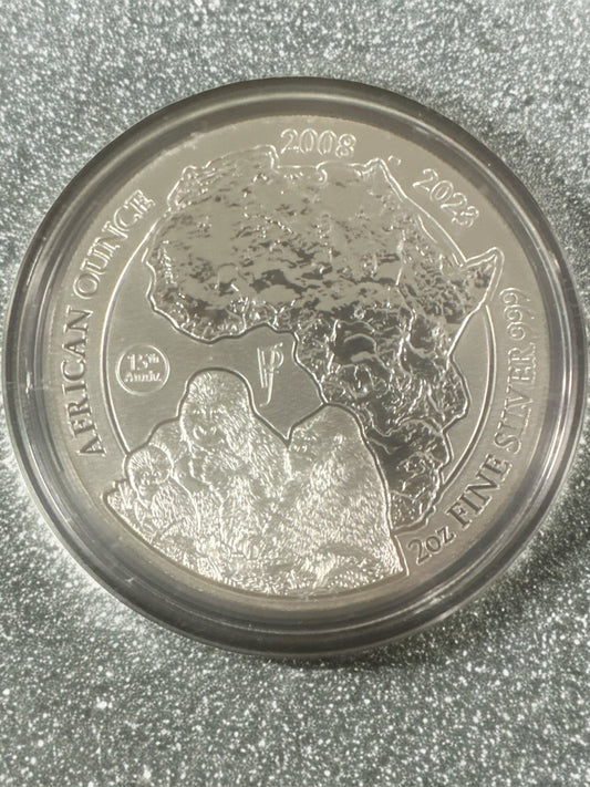 2023 Rwanda 2 oz Silver African Ounce Gorilla BU with Coa