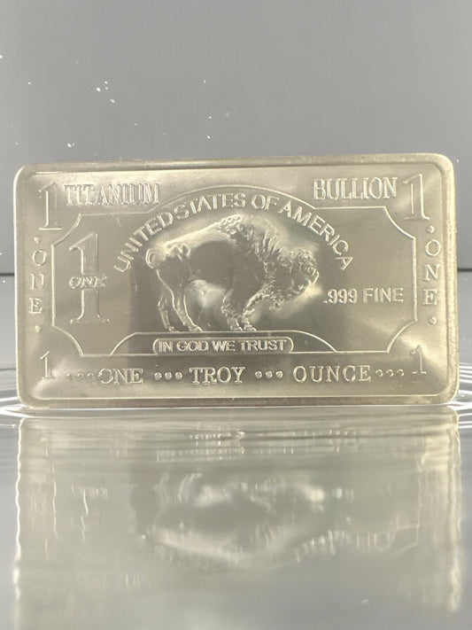 1 oz One Troy Ounce USA American Buffalo .999 Fine Titanium Bullion Bar Ti Element