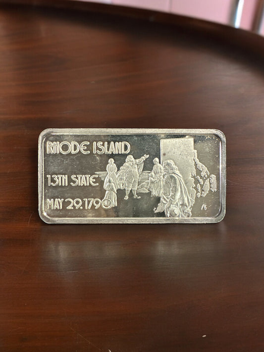 The Hamilton Mint .999 Silver One Troy Ounce Rhode Island State Ingot