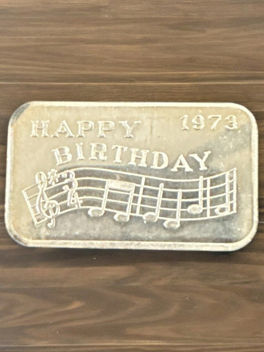 1973 Happy Birthday Silver Art Bar Crabtree Mint-Rare