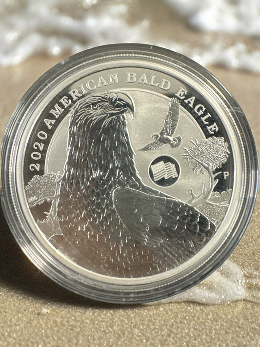 2020-P Tuvalu American Bald Eagle 1 oz Silver Coin (BU) Flag Privy Mark