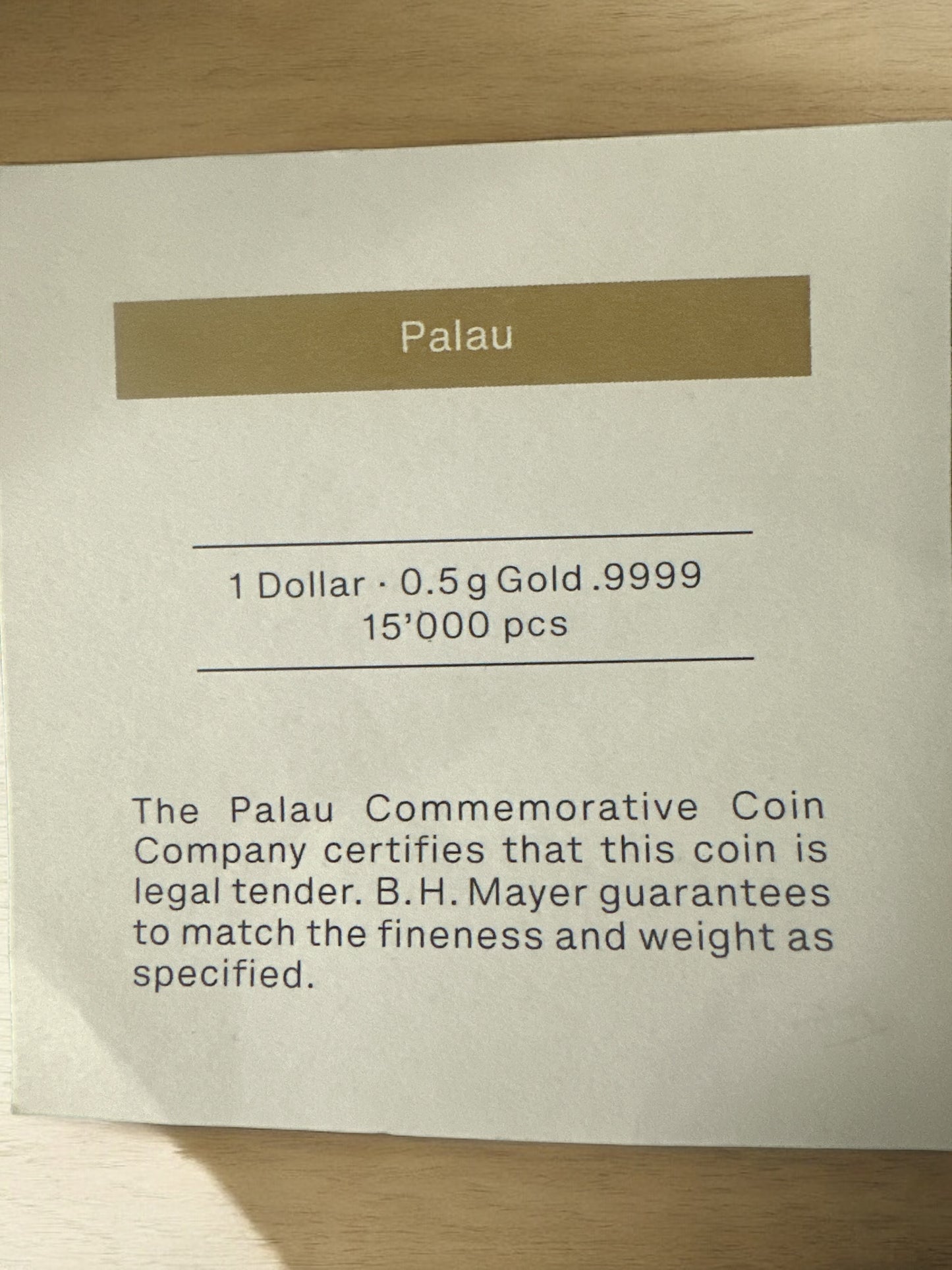 2022 1 Dollar 0.5 Gram Gold .9999 Fine Palau Football