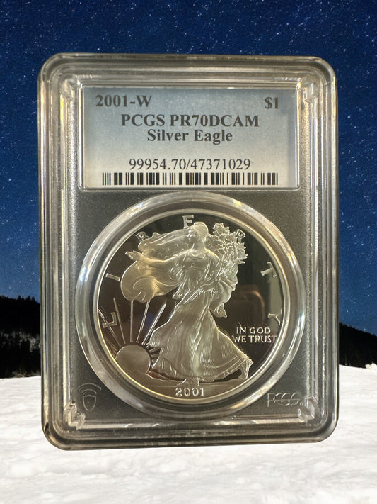 2001-W 1 oz Proof American Silver Eagle Coin PCGS PR70 DCAM