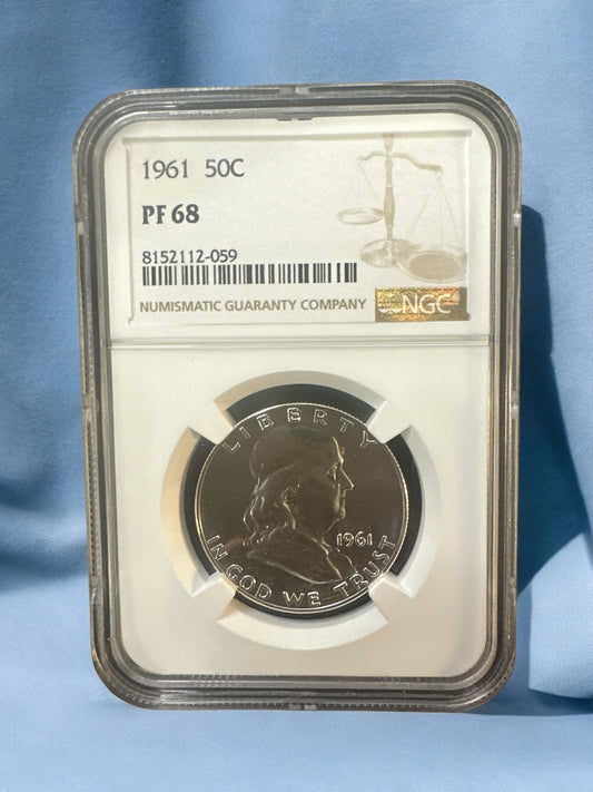 1961 PROOF FRANKLIN HALF DOLLAR 50C NGC CERTIFIED PF 68