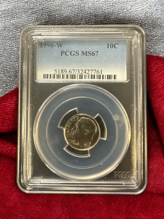 1996 W SILVER ROOSEVELT DIME PCGS MS 67