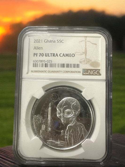 2021 NGC Ghana Alien Silver Proof Coin PF70 Ultra Cameo