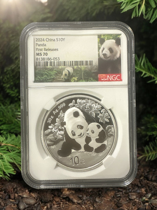 2024 10 Yuan Silver China Panda NGC MS70 FR Panda Label