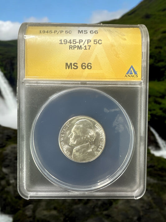 1945-P 5c Silver Jefferson Nickel MS 66 ANACS