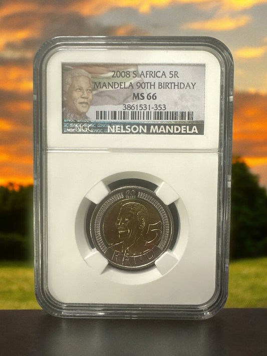 2008 S. Africa 5R Nelson Mandela 90th Birthday NGC MS66