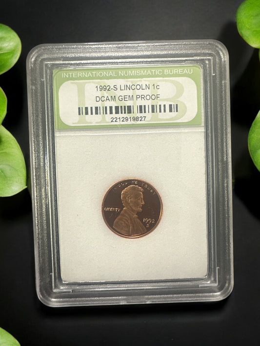 1992-S Lincoln Cent DCAM GEM PROOF- INB Slabbed