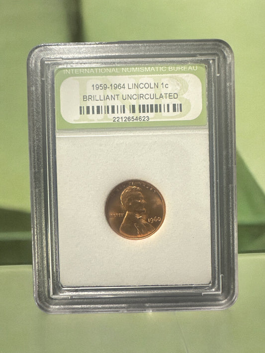 1959-1964-P Lincoln Cent brilliant uncirculated- INB Slabbed