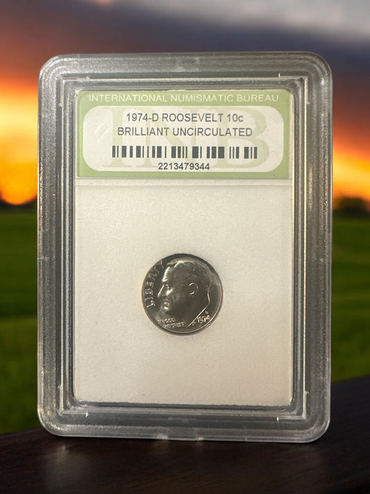 1974-D Roosevelt -10c Brilliant Uncirculated-INB SLAB