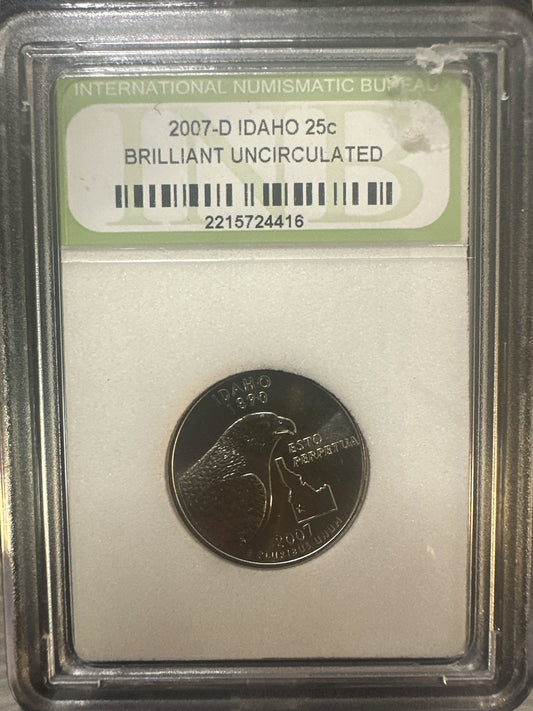 2007-D IDAHO  25C Brilliant Uncirculated-INB SLAB