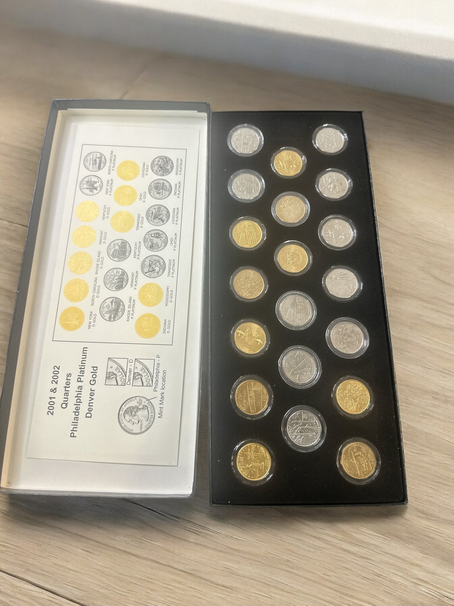 2001 and 2002 Quarters Philadelphia Platinum Denver Gold (20) COIN SET