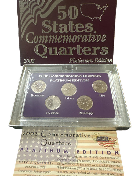 2002 50 State Commemorative Quarter Collection. Platinum Edition