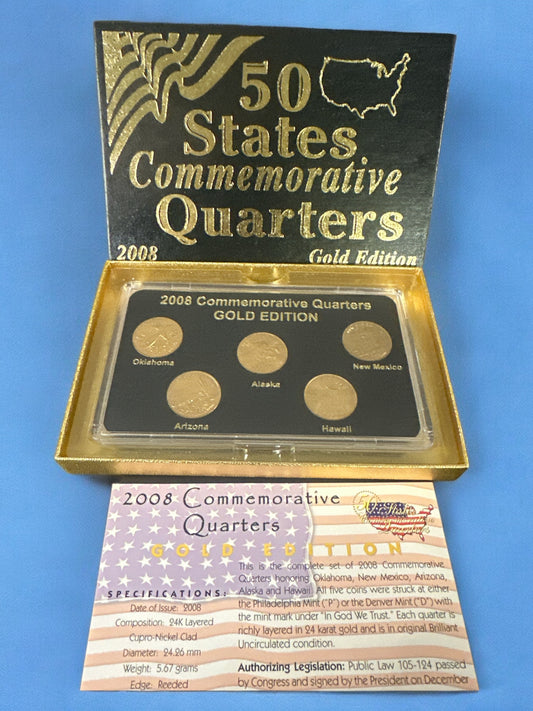 2008 50 States Commemorative Quarter Set Gold Edition