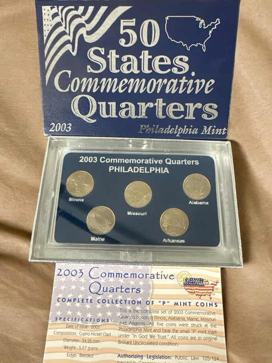 2003 50 State Commemorative Quarter Collection. Philadelphia Mint