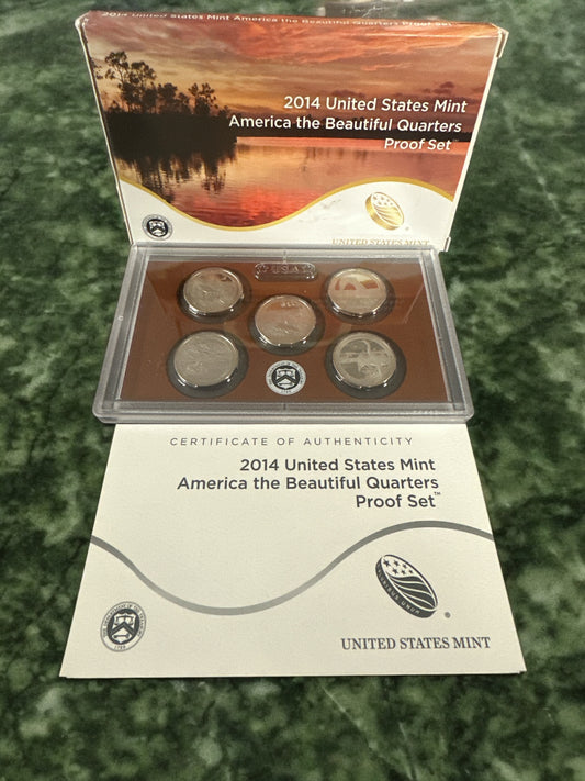 2014 America the Beautiful Quarter Clad Proof Set U.S. Mint OGP COA