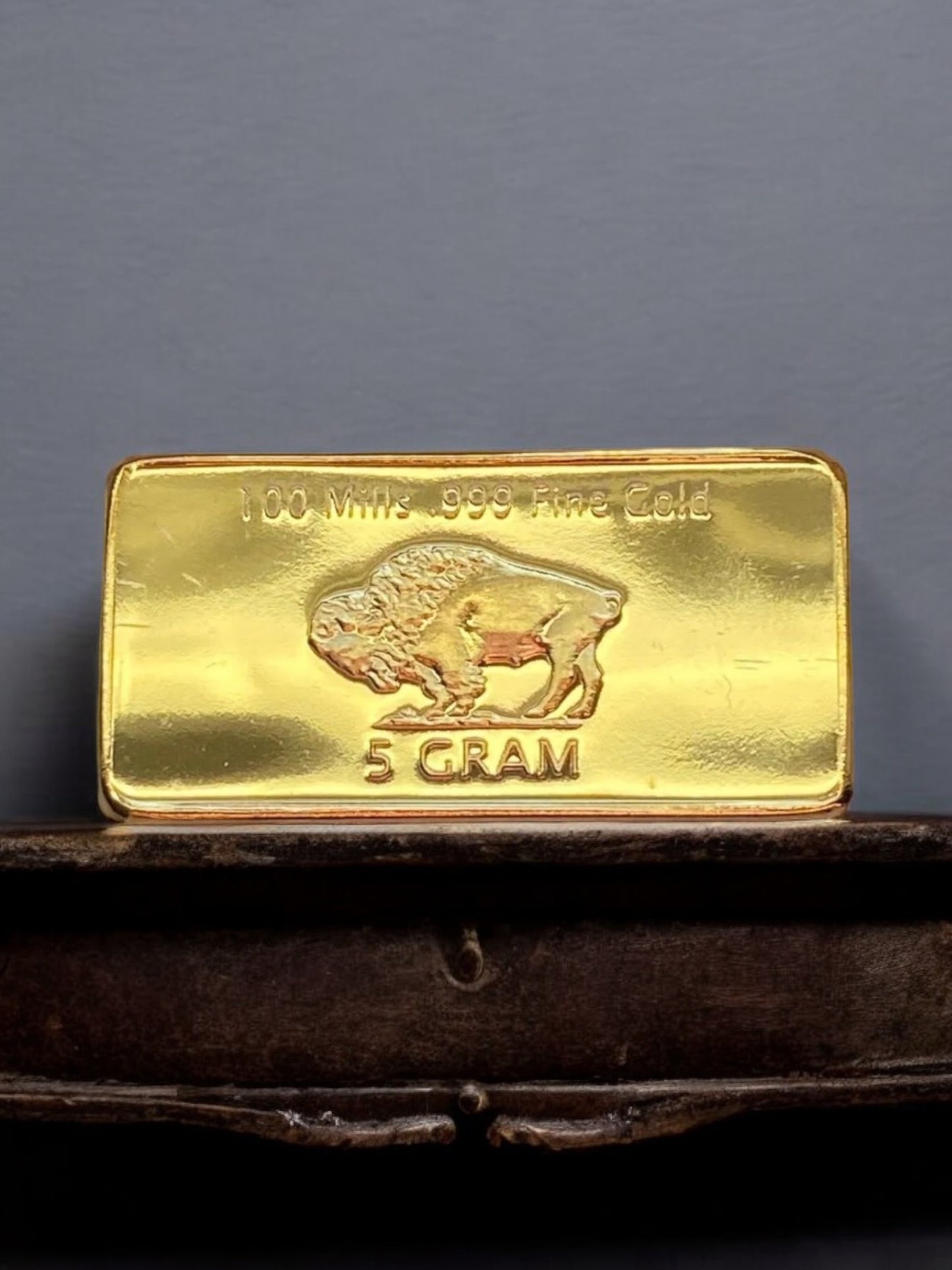 5 GRAM 100 MILLLS GOLD BUFFALO BULLION BARS .999 fine GOLD CLAD