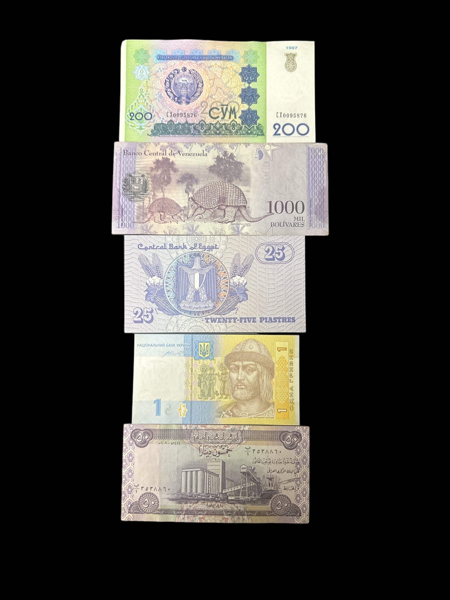 WORLD PAPER MONEY MIXED LOT OF 5 DIFFERENT BANKNOTES CURRENCY FOREIGN CIR & UNC