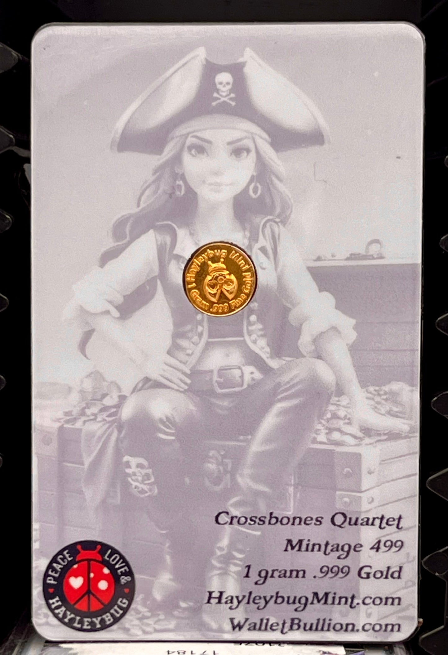 Crossbones Quartet 1 gram Gold Round in Card-Haleybug